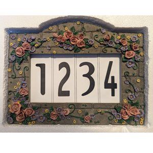 Laurey Home Address Plaque Floral Cottage Garden Farmhouse Resin 12"x 9" Boho